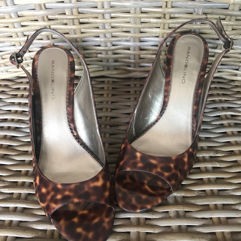 Tortoise Shell open-toe sling-backs by Bandolino